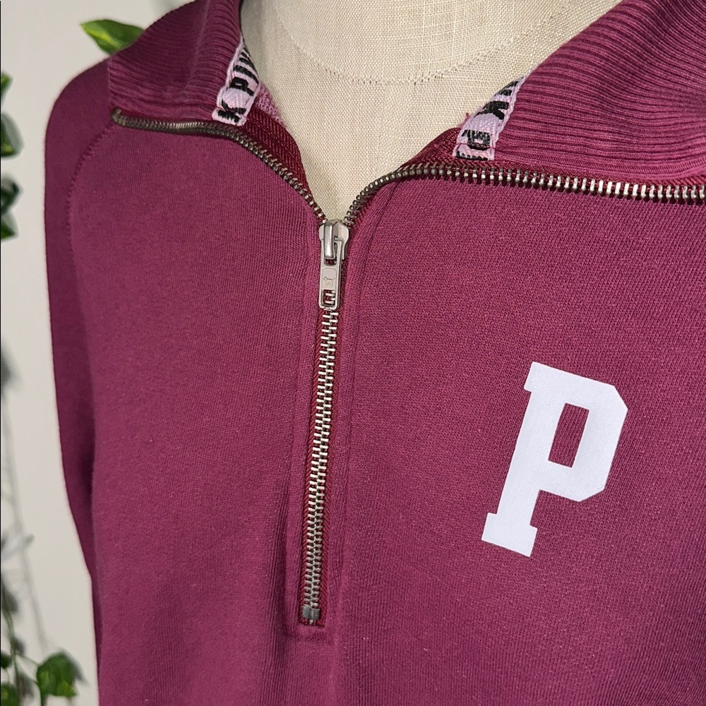VS PINK Maroon Loose Fitting Quarter Zip - Picture 4 of 7